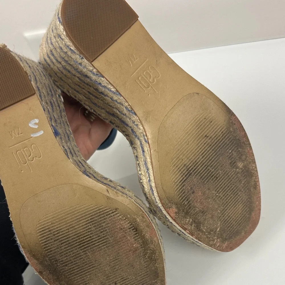 CAbi Blue Parker espadrille Denim Wedge Sandals 7